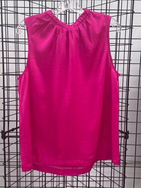 Ann Taylor Fuscia Pink Back Bow Sleeveless Blouse Size Large